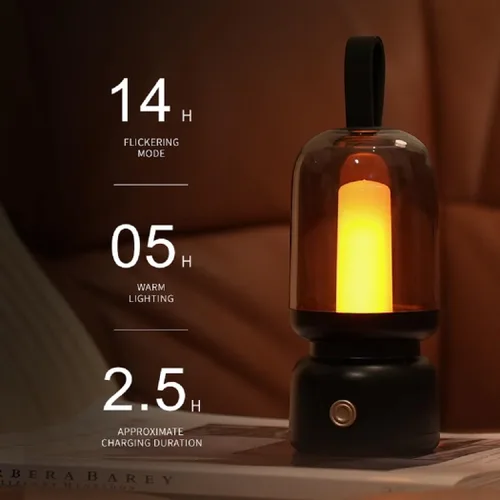 Miniatura 5 de Lámpara de mesa LED retro portátil, linterna LED vintage con batería inalámbrica, lámpara de escritorio USB, luz nocturna de campamento