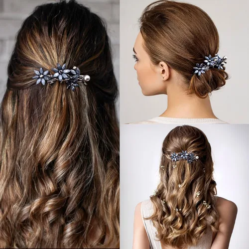 Miniatura 7 de Joez Wonderful Pinzas para el pelo de novia con diamantes de imitación para mujer, 2 piezas, pinzas para el cabello de cristal brillante, pasadores