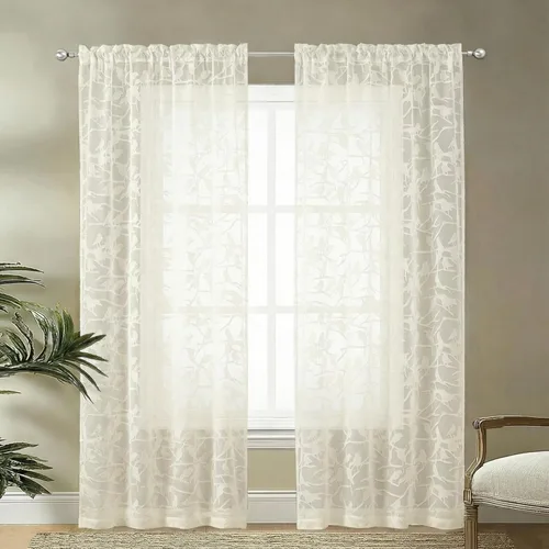 Miniatura 71 de OVZME Anji - 2 paneles de cortinas traslúcidas de gasa marrón de 72 pulgadas de largo para dormitorio, doble bolsillo para barra, tela ligera