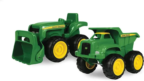 John Deere Juego de vehículos, incluye camión volquete de juguete y juguete de tractor con cargador, juguetes para niños al aire libre, juguetes de
