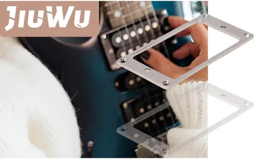 Miniatura 2 de Paquete de 2 anillos metálicos Humbucker para pastilla con marco de montaje plano para guitarra eléctrica, cubiertas de repuesto para cuello