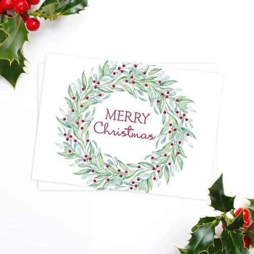 Miniatura 4 de Canopy Street Masterpiece Tarjetas Modernas de Corona de Navidad / Juego de 16 Tarjetas Navideñas en Caja con Detalles de Papel Dorado Rojo / Corona
