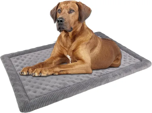 Miniatura 12 de Almohadilla grande para jaula de perros de 36 pulgadas, gris, cama de espuma viscoelástica para perrera de perros, franela suave, lavable