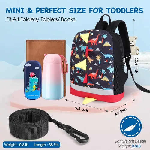 Miniatura 3 de Mochila para niños, mochila pequeña con diseño de dinosaurio, para niños, guardería, mochila escolar para niños y niñas, Dinosaurio Azul A3