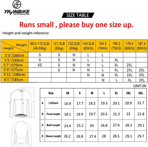 Miniatura 7 de YKYWBIKE Camisetas de ciclismo de manga larga de forro polar para mantener el calor, chaquetas de ciclismo para hombre, suéter de ciclismo