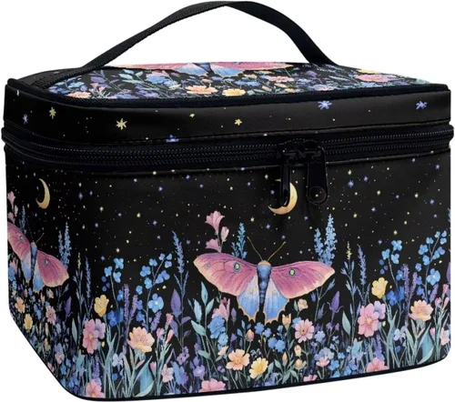 Miniatura 14 de 60S Groovy Hippie Flower Pink Pattern Travel Makeup Bags for Women Portable Tote Cosmetic Case with Carry Handle Toiletry Accessories Storage