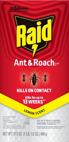 Miniatura 10 de Raid Ant & Roach Killer Spray para insectos enumerados, sigue matando durante semanas, aroma a limón, 17.5 onzas