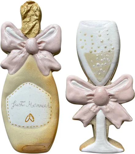 Miniatura 3 de LILIAO Cortador de galletas de copa de champán con cinta para boda/compromiso, 2.4 x 4.5 pulgadas, acero inoxidable