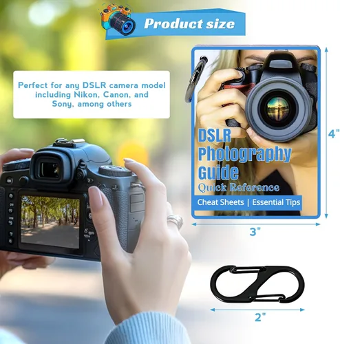 Miniatura 3 de OCQOTAT Hoja de trucos de fotografía para cámaras DSLR, accesorios para Canon Nikon Sony, tarjetas de referencia rápida, libro de fotógrafos