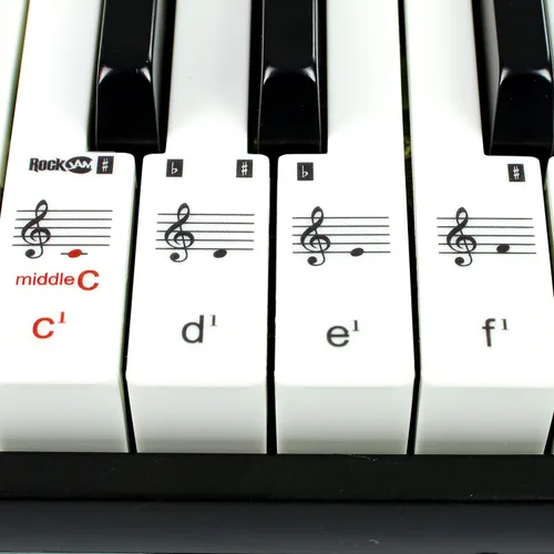 Miniatura 6 de RockJam - Piano de teclado de 61 teclas con flexión de tono, fuente de alimentación, soporte para partituras, calcomanías para notas de piano