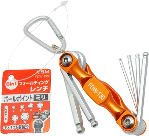 Miniatura 6 de Takagi FDW-120 M&M Folding Wrench, Hex Bar, mm + DR, Set of 6