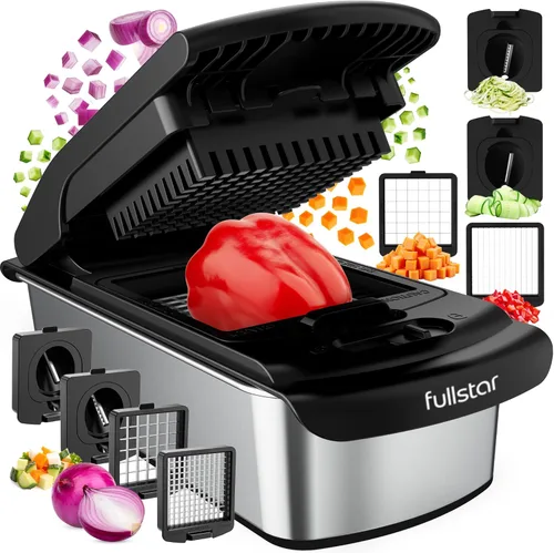 Miniatura 16 de Fullstar The Original Pro Chopper - Picador de verduras y espiralizador, picador de alimentos con recipiente, rebanador de frutas, accesorios