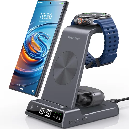 Cargador inalámbrico para estación de carga Samsung, cargador de teléfono Android 3 en 1 para Samsung Galaxy S25 Ultra/S24 Ultra/S23/Z Flip7, Galaxy