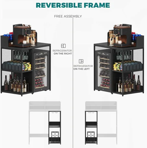 Miniatura 3 de Kikihouse - Estante de cocina de 4 niveles estilo industrial, soporte para mini refrigerador y microondas, estante de almacenamiento de utilidad