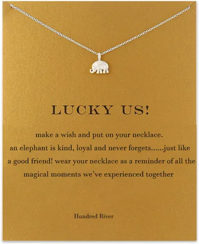 Miniatura 30 de Baydurcan - Collar de amistad con colgante de ancla, brújula y dije de elefante de la buena suerte, con tarjeta de mensaje y tarjeta de regalo