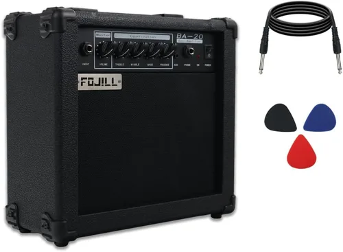 Miniatura 7 de Amplificador de guitarra eléctrica de bajo de 20 W FOJILL, amplificador de práctica, rendimiento, escenario, pequeño, portátil, de viaje con Naranja