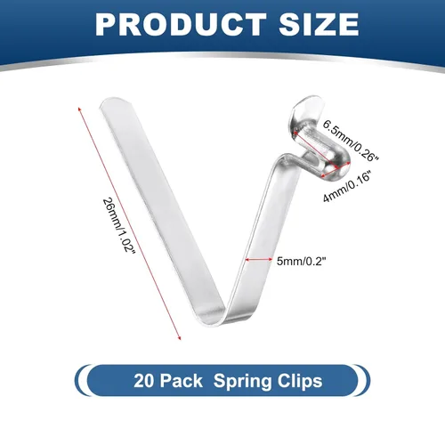 Miniatura 2 de PATIKIL Pinzas de remo de kayak de 0.256 x 0.157 in, paquete de 20 clips de acero en forma de V de un solo pasador, clips de resorte, tubo