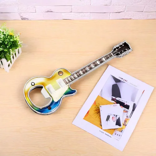 Miniatura 3 de Abrebotellas de cerveza, 2 piezas, abridor de botellas en forma de guitarra, regalo de guitarra, accesorios de cocina para bebedores, amantes