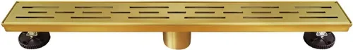 Miniatura 8 de Neodrain - Drenaje lineal rectangular de 24 pulgadas de latón cepillado con rejilla de patrón de ladrillo, drenaje de piso de baño de acero