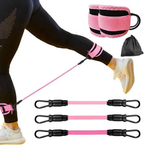 Miniatura 10 de Bandas de resistencia para tobillos con puños, equipo de entrenamiento para gimnasio en casa, equipo de ejercicio para levantar glúteos y trasero