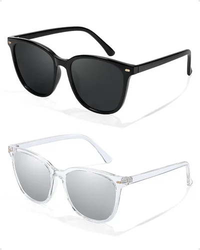 Miniatura 7 de FIMILU Paquete de 2 lentes de sol polarizados para mujer, lentes de protección UV400, montura grande, lentes de moda, elegantes