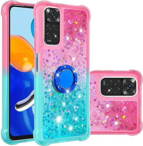 Miniatura 8 de Funda para teléfono Xiaomi Redmi Note 11S, funda para Redmi Note 11 4G, brillante efecto arena movediza TPU parachoques con cuatro esquinas cubierta