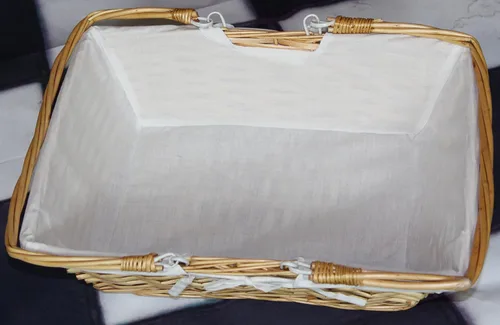 Miniatura 5 de Vintiquewise (TM) Cesta rectangular de sauce con forro de tela blanca