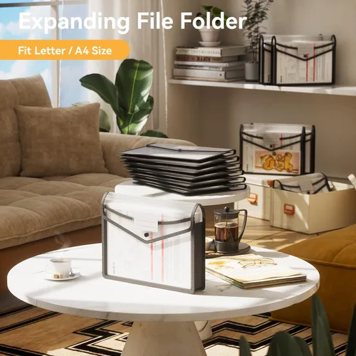 Miniatura 2 de ABC life Paquete de 12 carpetas de archivos expansibles de plástico, carpetas para documentos con cierre a presión, soporte organizador de carpetas