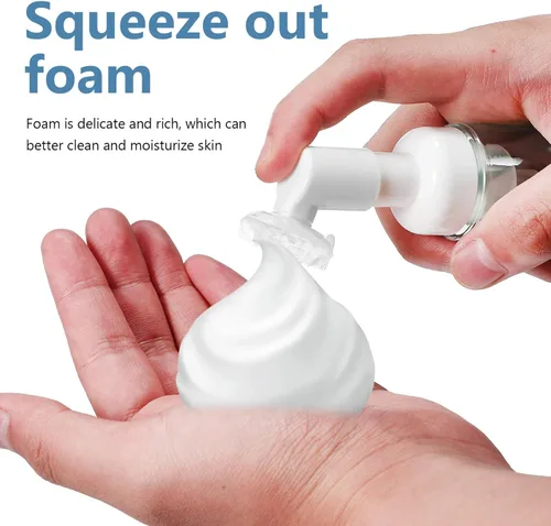 Miniatura 5 de Beaupretty Paquete de 4 botellas de bomba de espuma de viaje de 2 onzas recargables, portátiles, dispensadores de jabón espumosos vacíos para baño