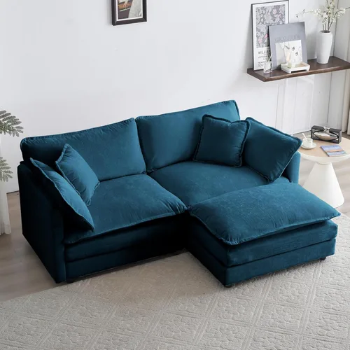 Miniatura 11 de GNIXUU 76" Modular Sectional Sofa, Beige Loveseat Sofa Cloud 2 Seater Couch, Comfy Chenille Love Seats 25" Deep Seat with 2 Pillows for Small Spaces
