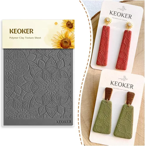 Miniatura 8 de KEOKER Juego de sábanas con textura de arcilla polimérica, moldes de aretes de arcilla para aretes, funciona con cortador de arcilla polimérica Boho1