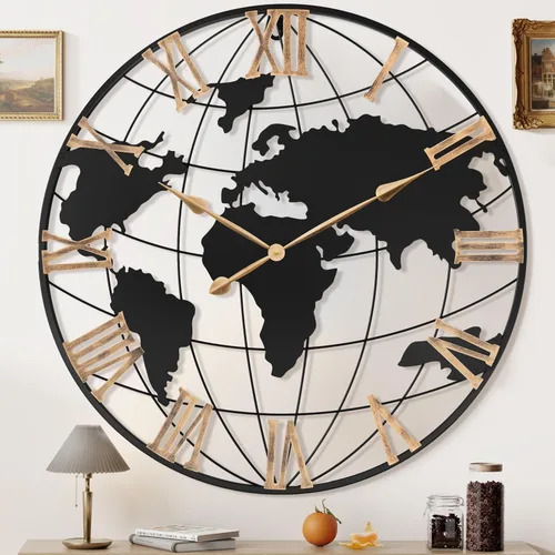 Miniatura 8 de Pytha Sight - Reloj de pared grande de 24 pulgadas, decorativo y moderno, para decoración de sala de estar, gran reloj de pared decorativo y Oro