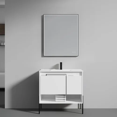 Miniatura 18 de Blossom Turin - Mueble de baño de roble Classik de 24 pulgadas con fregadero acrílico, gabinete independiente minimalista de madera, diseño moderno