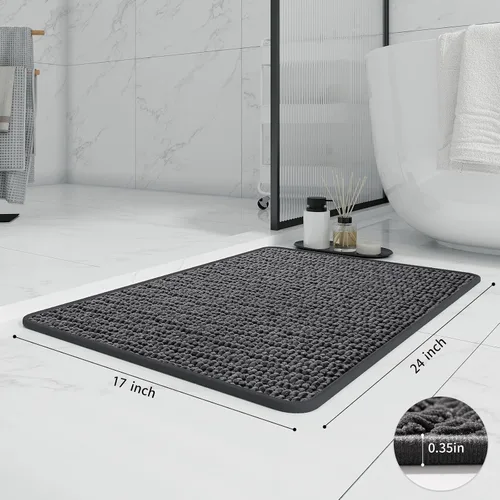 Miniatura 2 de RUERYA Alfombras de baño antideslizantes y lavables, tapetes de baño de goma para baño, secado rápido, súper absorbentes, ultrafinos, pequeños Gris