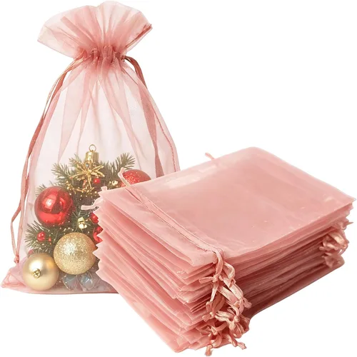 Miniatura 11 de Bolsas de regalo de organza de 4 x 6 pulgadas con cordón para joyas, dulces, paquetes de 50 bolsas de té de tela transparente azul aguamarina