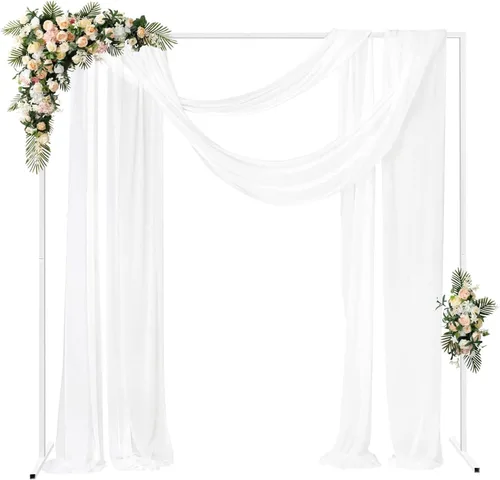 Miniatura 10 de Soporte redondo para telón de fondo, 2.8 pies de alto x 2.6 pies de ancho, marco de arco de globos, soporte de arco de boda para fiesta