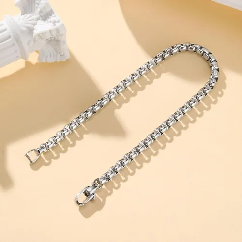 Miniatura 5 de VNOX Box Chain Bracelet for Men Women - Simple Metal Mens Bracelets Square Rolo Link Round Box Chain Black Stainless Steel Bracelets Jewelry Gifts