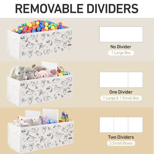 Miniatura 3 de Caja de juguetes plegable extragrande con tapas, organizador de almacenamiento resistente para niños, 38 x 16 x 13 pulgadas, baúl de juguetes
