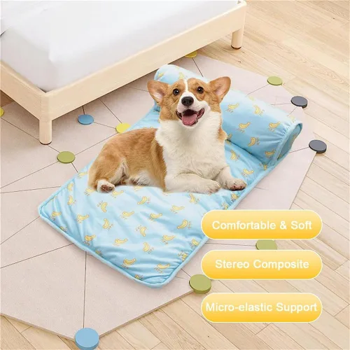 Miniatura 4 de Cama refrescante para gatos y perros 2023, tapete refrescante para mascotas con almohada, portátil, lavable, manta refrescante para mascotas
