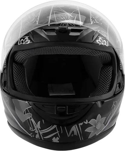 Miniatura 9 de TCT-MOTORPARTS - Casco de motocicleta para adultos, aprobado por DOT, color negro, visera de espejo de cara completa, casco de calle Negro