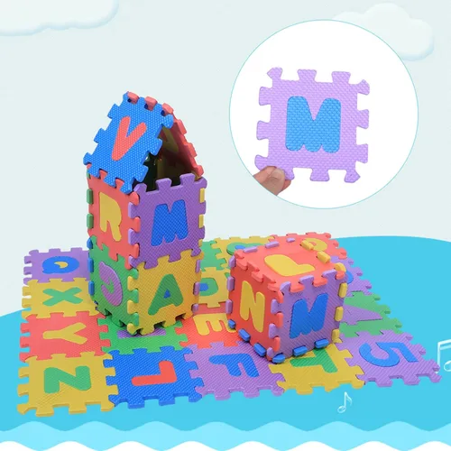 Miniatura 2 de Tapete de juego de espuma EVA para niños, 36 piezas de tapetes suaves de rompecabezas con números y letras, suelo educativo grueso para habitación