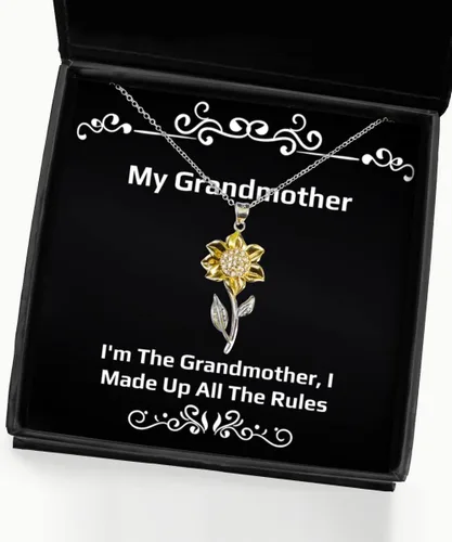 Special Grandmother Sunflower Pendant Necklace, I'm The Grandmother, I Made Up All The, Present for Grandma, Gag Gifts from Granddaughter