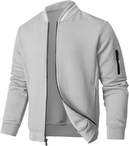 Miniatura 12 de SAVKOOV Chaqueta ligera de ajuste holgado para hombre, chaqueta bomber casual y elegante