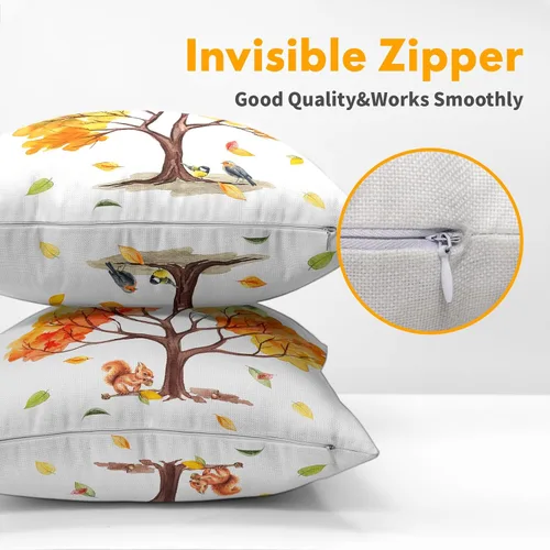 Miniatura 3 de Fundas de almohada de otoño de 18 x 18 pulgadas, fundas de almohada de otoño de lino y algodón, juego de 2 fundas de almohada de árboles coloridos