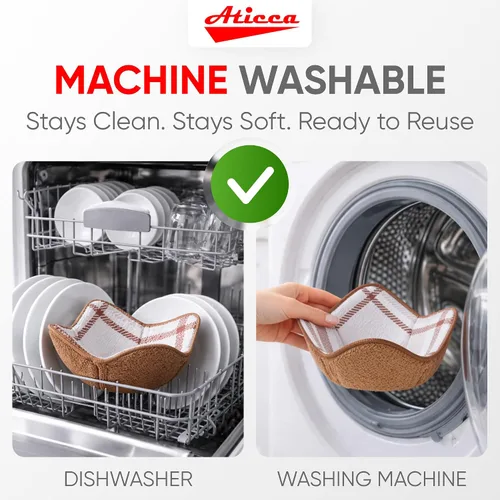 Miniatura 8 de Aticca Juego de Soportes Acogedores para Ollas de Microondas para Alimentos Calientes, Juego de 4 Almohadillas Calientes para Tazas de Caldo