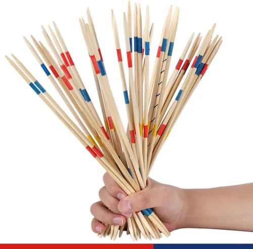 Miniatura 5 de Juego de 41 palos de bambú de 12 pulgadas, juego de mesa clásico, divertido juego de mesa familiar, regalo para adultos y niños