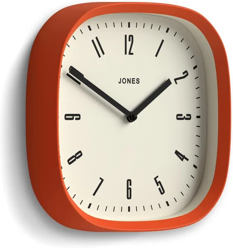 Miniatura 2 de JONES CLOCKS® Reloj de pared Marvel Reloj cuadrado redondo retro moderno 10 pulgadas naranja Aspecto de diseñador genial para cocina, sala