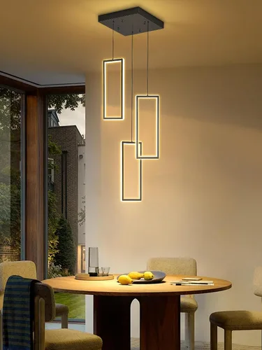 Miniatura 8 de ykolupty Moderno candelabro LED ajustable colgante negro lámpara colgante 3 luces rectangulares candelabros para cocina, escalera de isla comedor