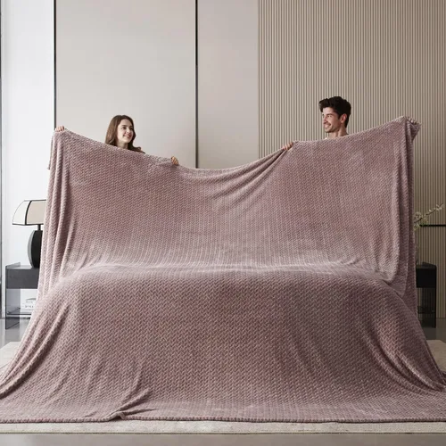 Miniatura 24 de Manta de vellón extragrande King de 120 x 120 pulgadas, manta de franela jacquard 3D sin costuras, suave y acogedora, 10'x10', extra grande