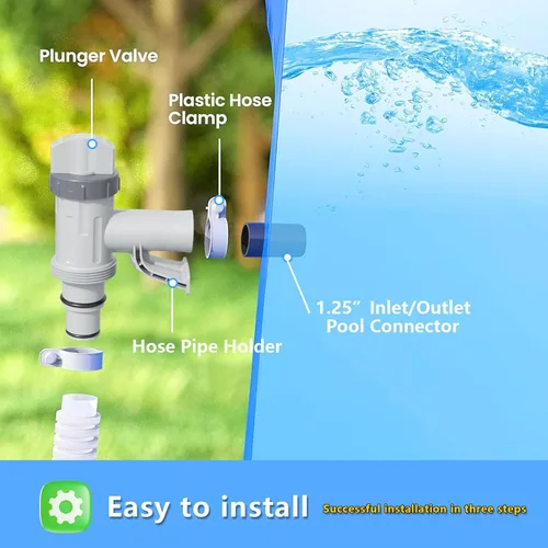 Miniatura 3 de Válvula de émbolo con soporte para piscinas sobre el suelo, piezas de repuesto para adaptador de manguera de piscina compatibles con la bomba